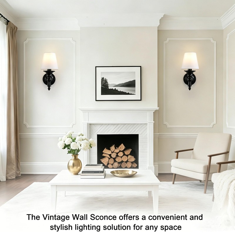 Wall Sconces Sets of 2, Hardwired Classic Matte Black Sconces