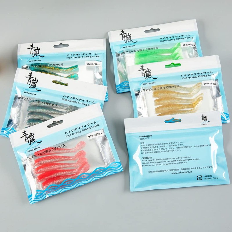 Blue Storm Lure Sea Bass Lure, Jig Head Worm, 0.6