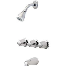 Pfister Tub & Shower Trim Kit, Valve and Cartridge Included, 3-Handle, Metal Knob Handles, Polished Chrome Finish, LG013210