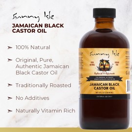 Sunny Isle Sunny Isle Jamaican Black Castor Oil 8oz | Original | For Healthy Hair, Skin, Nails, Eyebrows & Eyelashes | Skin Conditioning