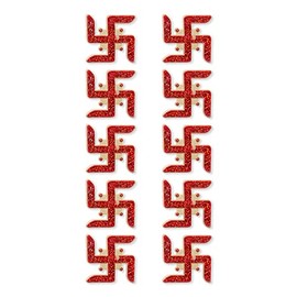 Home Genie Plastic Swastik Stickers for Home,Office and Temple Entrance | Swastik Stickers for Diwali Decoration | Swastik Sticker for Wall Decoration - 5 Pair.