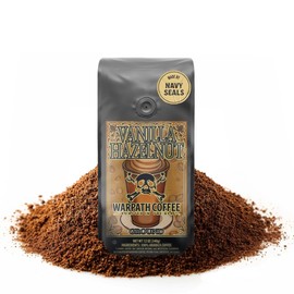 Warpath Coffee Light Roast Ground Coffee, Vanilla Hazelnut Blend, High Caffeine, Extra Strong Roasted 100% Arabica Coffee Ground Beans, Rich Aroma, Full Bodied Intense Cup, Created by Navy Seals, 12oz