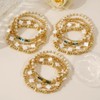 SHINUS BOHO Evil Eye Clover Pearl 14K Gold Beaded Bracelet