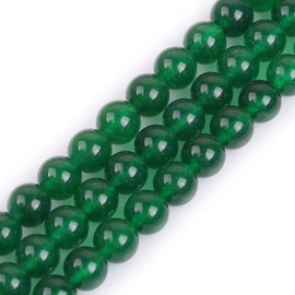 GEM-Inside Natural 8mm Green Jade Round Gemstone Semi Precious Loose Beads for Jewellery Making 15''