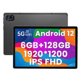 kinstone 2023 New Android 𝟏𝟐 Tablet-10.1 Inch Gaming Tablet with 13MP Dual Camera,MTK8183 Octa-Core 2.0Ghz Processor,6GB RAM+128GB ROM,2.4+5G Dual Band WiFi+Bluetooth 5.0 (Gray)