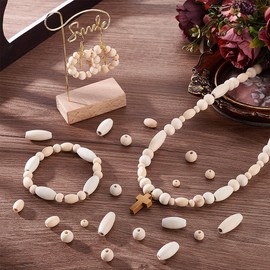 PH PandaHall 350Pcs 6 Sizes Wooden Beads Unfinished Natural Wood Beads Oval Round Wooden Loose Spacer Beads Large Hole Beads for Home Decor Farmhouse Decoration Macrame Bracelet Jewelry Making