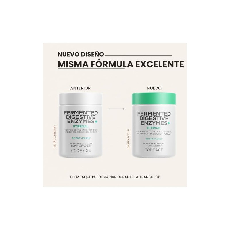 Codeage Suplemento De Enzimas Digestivas Fermentadas, Suministro Para 3 Meses: