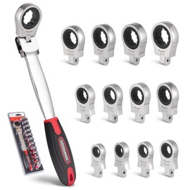 COTOUXKER Flex Head Ratcheting Wrench Set, 1/4 to 3/4 Inch Ratchet Wrench Set with Interchangeable Heads for Mechanic Repair