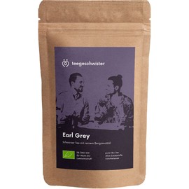 teegeschwister® Organic Earl Grey Loose Tea | In-House Black Tea Blend with Real Bergamot Oil | Natural Organic Tea Loose without Flavourings | 100 g