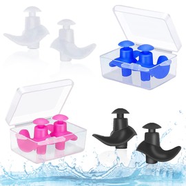 ALMDA 4 Pairs Swimming Ear Plugs, Pool Stuff for Adults and Kids, Waterproof Ear Plugs for Swimming Equipment, Suitable for Showering Bathing, Surfing and Other Water Sports