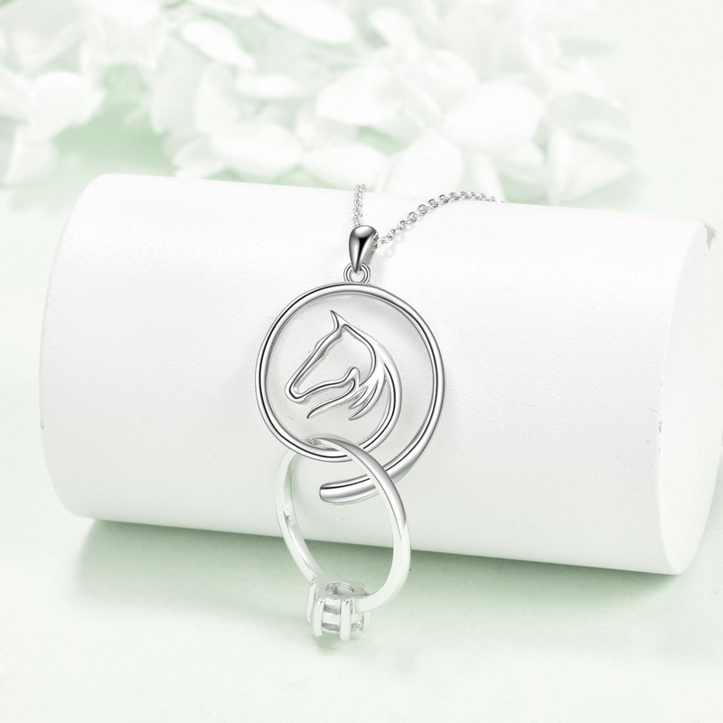 Horse Heart Cat Rose Flower Ring Holder Necklace Sterling Silver