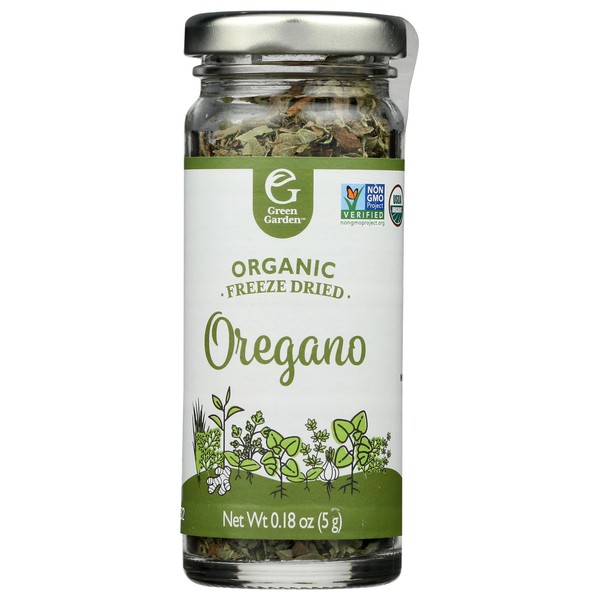 Green Garden Freeze-Dried Oregano - Freeze Dried Organic Oregano, Oregano Seasoning, Substitute Oregano Fresh, Freeze Dried Oregano Fresh, Gluten Free, USDA Organic, Vegan - 0.18 Ounce