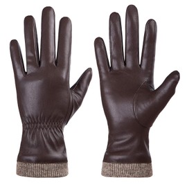 REDESS Winter Leather Gloves for Women, Wool Fleece Lined Warm Gloves, Touchscreen Texting Thick Thermal Snow Driving Gloves