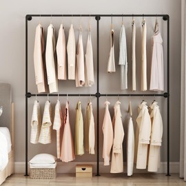 MaiRHK Industrial Pipe Clothing Rack, Wall Mounted Clothes Racks Black Pipe Clothing Rack Pipe Rack for Hanging Clothes,Space-Saving Garment Rack-71'' BLACK