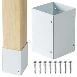 Wanhork 304 Stainless Steel Adjustable Post Protector (Range 3-6in), Protect mailboxes, Deck and Fences from rain and Damage to Maintenance Equipment (1, White)