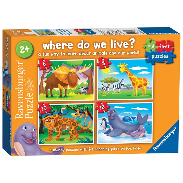Ravensburger Where Do We Live? My First Jigsaw Puzzles for Kids 2 Years Up (2, 3, 4 & 5 Pieces) - Educational Toys for Toddlers - EYFS