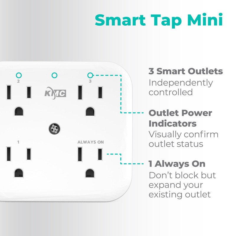 KMC Smart Tap Mini 2-Pack, 4-Outlet Wall Mounted Plug Adapter,