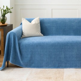 MINIWILL Durable Pet Friendly Herringbone Sofa/Couch Cover (Ocean Indigo, 90"x134")