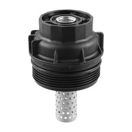A ABSOPRO Engine Oil Filter Housing Cover Cap 156200S010 for Toyota Tundra 2008-2021 Plastic Metal Black Silver Tone