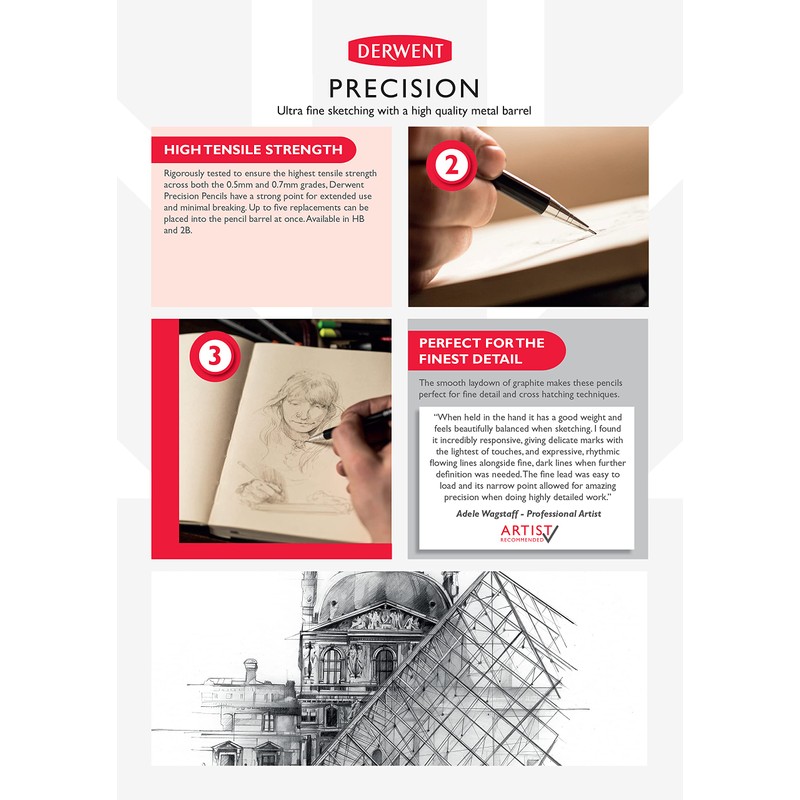 Derwent Mechanical Pencils 0.5, Metal Barrel, Precision, HB (2302428)