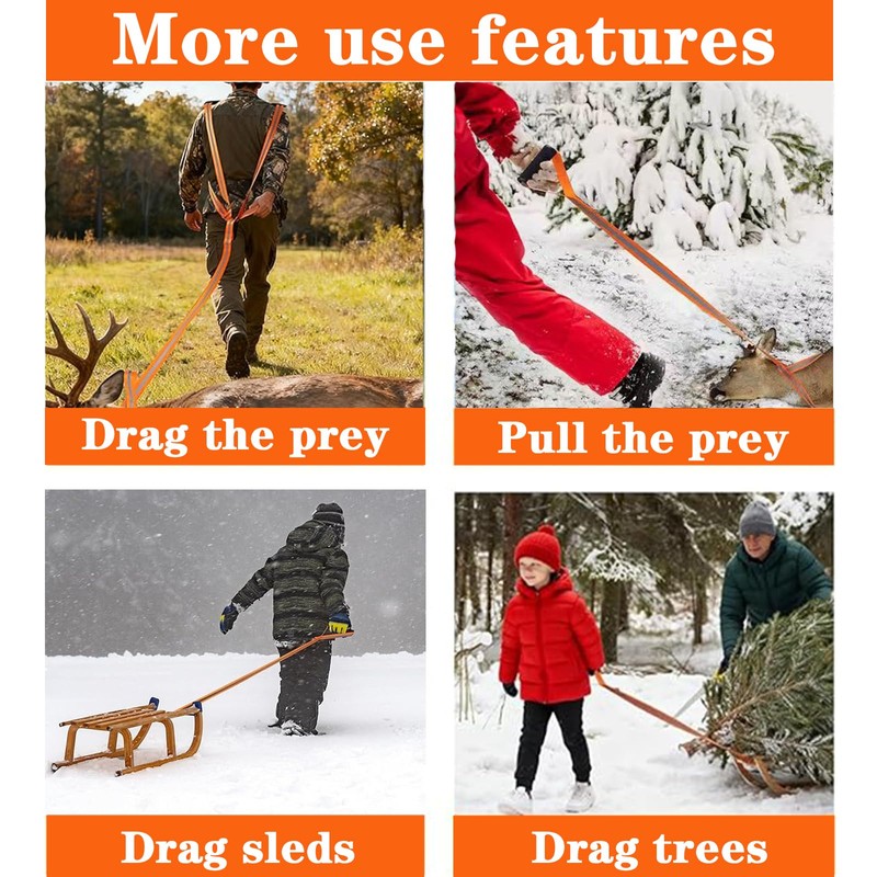 CSTHEN Deer Drag Strap and Harness, Heavy Duty Deer Dragging