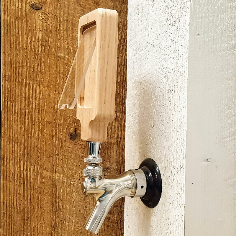 Beer Tap Handle with Removable Clear Cover Plate Label. Made