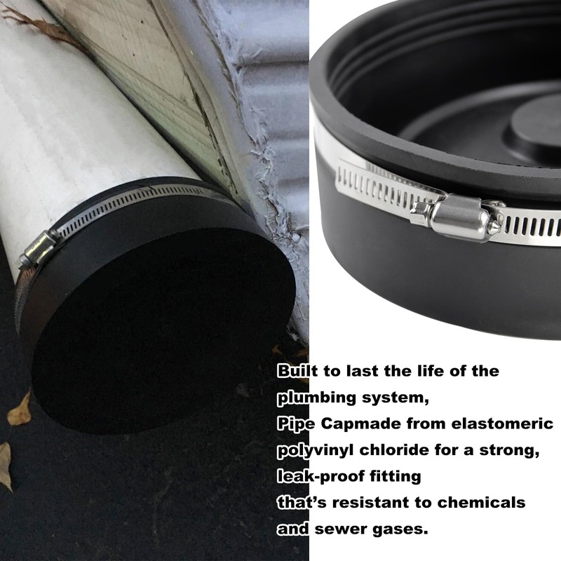 RULLINE 4 PCS 6" Flexible PVC Cap with Stainless Steel
