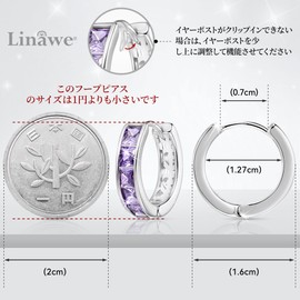 Linawe Women’s Hoop Earrings, Cartilage Rings, First Earrings, Cute, Crystal, Jewelry, Needle, 14 K Gold, Pink Gold, Silver, Copper, Copper, Created Amethyst