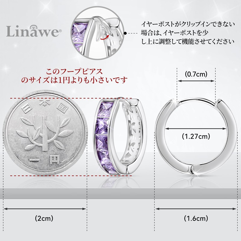 Linawe Women’s Hoop Earrings, Cartilage Rings, First Earrings, Cute, Crystal,