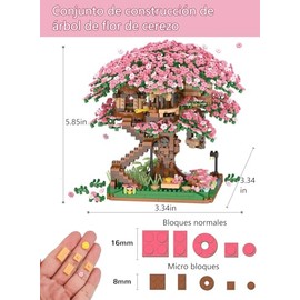 Bloques de Construcción de Flor de Cerezo 2008 Piezas, Juego de Bloques de Bonsái, Mini Bloques de Árbol Artificial Decoración Hogar y Oficina, Idea Regalo para Mujere y Hombre, Juguete para 8+ Años