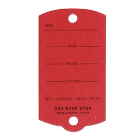 Key Tags - Biodegradable Cardboard Vehicle Key Tags (200) with Metal Rings - Red