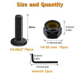 weideer 28pcs 1/4-20 x 2 Nuts and Bolts Kit, Stainless Steel 18-8 (304) Flat Head Hex Socket Cap Furniture Bolts,Nylon Insert Hex Lock Nuts with Hex Spanner K-191