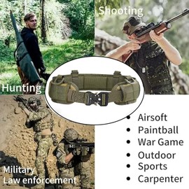 TWL Tactical Battle Belt Set，Multi-Purpose Molle Padded Patrol Belt Outdoor Sports Tactical Belt Duty Belt with Metal Quick-Release Buckle (olive-green)