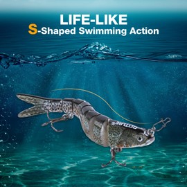 Goture 3 Pcs Bass Fishing Lures with 20 Pcs Snaps, Slow Sinking Segment Swimming Bait, Lifelike Jointed Swimbait for Bass Trout Walleye Crappie Pike Freshwater Saltwater, 3.9 Inches 0.39 Oz