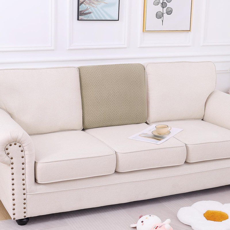 Smiry Waterproof Couch Cushion Covers, Stretch Jacquard Thick Sofa Cushion