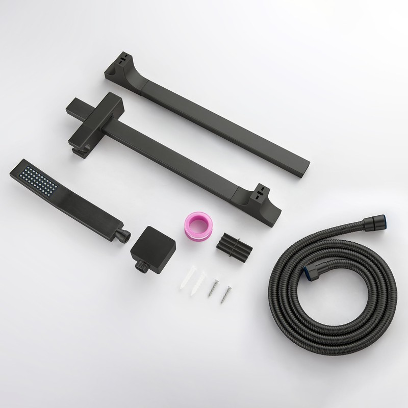 BEIYI Matte Black Hand Shower with Slide Bar High Pressure