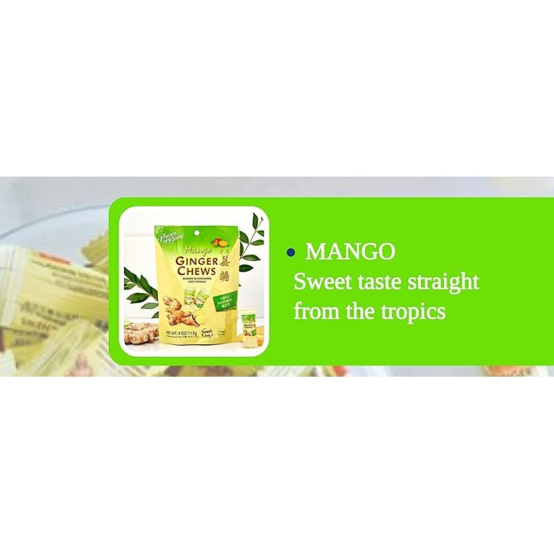 Prince of Peace Ginger Chews Candy with Mango 4oz( Pack