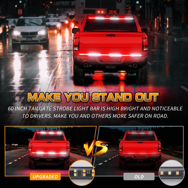 XRIDONSEN 48 inch Truck Tailgate Emergency Lights Strip 288 LED