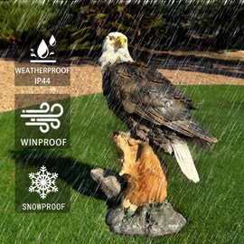 Noegrus 13.2" Real Eagle Statue, Funny Resin Bird Sculpture, Garden Outdoor Decor, Seabird Coastal Beach Accent, Eagle Pattern, Tropical Home Decor, Landscape & Patio Ornaments, Bald Eagle Gift
