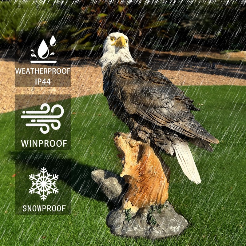 Noegrus 13.2" Real Eagle Statue, Funny Resin Bird Sculpture, Garden