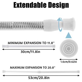 2Pcs Small Spring Tension Rod 12 to 20 Inches, White Tension Curtain Rod No Drill Adjustable Spring Curtain Rod for Wardrobe Bars, Window, Closet, Bookcase (White)