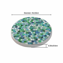 oFloral Teal Blue Mosaic Coasters for Drinks Modern Grid Luxury Art Drink Coaster Round 4 Inch for Coffee Table House Gifts Home Decor
