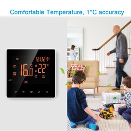 Wi-Fi Smart Thermostat Digital Temperature Controller APP Control LCD Display Touch Screen Week Programmable Electric Floor Heating Thermostat for Home School Office Hotel 16A