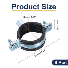 sourcing map 6 Pcs Split Ring Pipe Hanger, 40mm/1.6inch Adjustable Pipe Bracket Clamp Wall Ceiling Mount Pipe Strap Support for Plumbing Drainage Pipe Tube