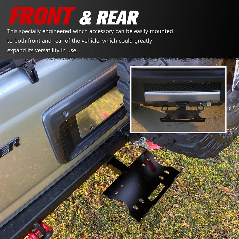 FieryRed Universal 2" Receiver Trailer Hitch Winch Mount Plate, Winch