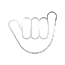 Shaka Premium Sticker Decal Chrome Mirror Silver Metallic Shocker Hang Loose - Chrome Silver - 4" W x 3.47" H