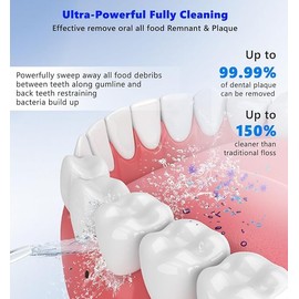 Irrigador Bucal,Limpieza Dental Portatil,Hilo Dental de Agua Inalámbrico 300ML,IPX7 impermeable,Limpiador de Dientes Eléctrico, con 4 modos, 8 puntas de chorro,para Hogar,Viajes (Blanco)