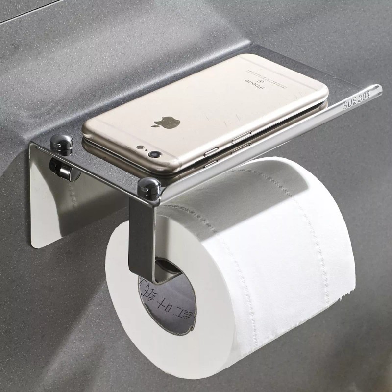ArgenMex Porta-rollo De Rollos Sanitarios Acero Inoxidable Con Repisa