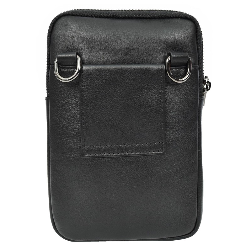 Men's Genuine Leather Multi-Pocket Travel Money Organiser Pouch HLG295 Black