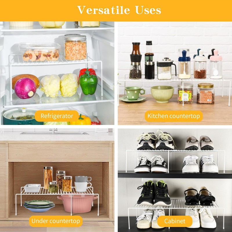 AmaQueen 2 Pcs Expandable Shelf Organizers for Cabinet Closet Cupboard,